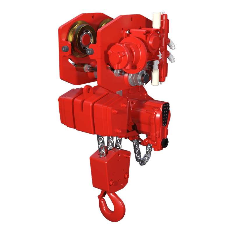 Red Rooster 15 tonne trolley suspension air hoist TMH 15T with AT15S trolley for high capacity lifting and maintenance operations