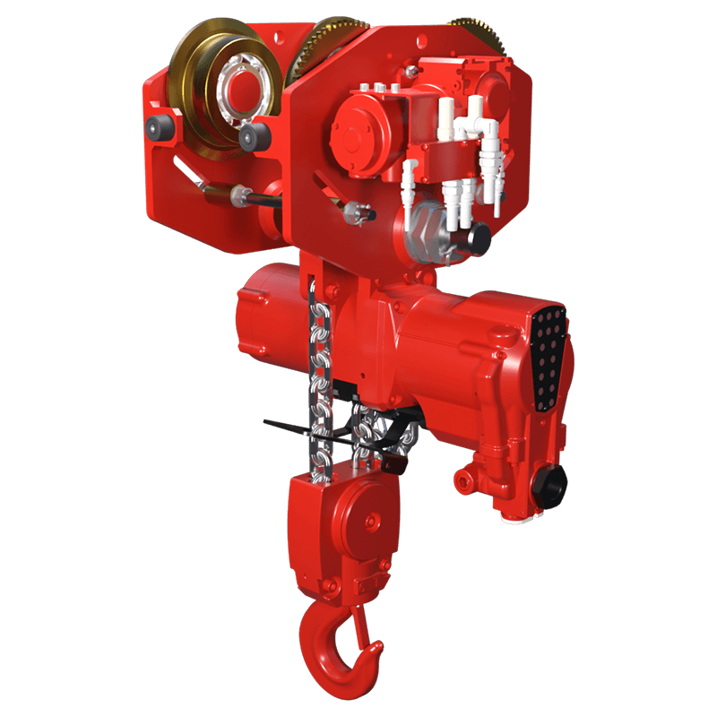 Red Rooster 6 tonne trolley suspension air hoist TMH 6000 designed for general industrial lifting and load transfer applications