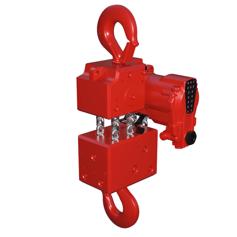 Red Rooster 15 tonne hook suspension air hoist TMH-15000/5 for heavy duty lifting and offshore maintenance operations