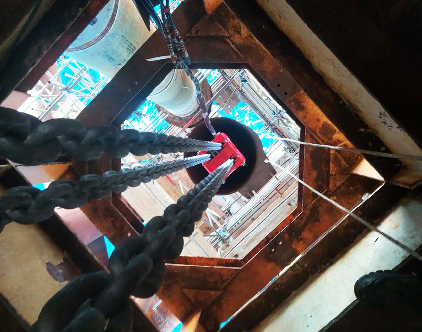 A long lift air hoist viewed from below - Red Rooster Lifting